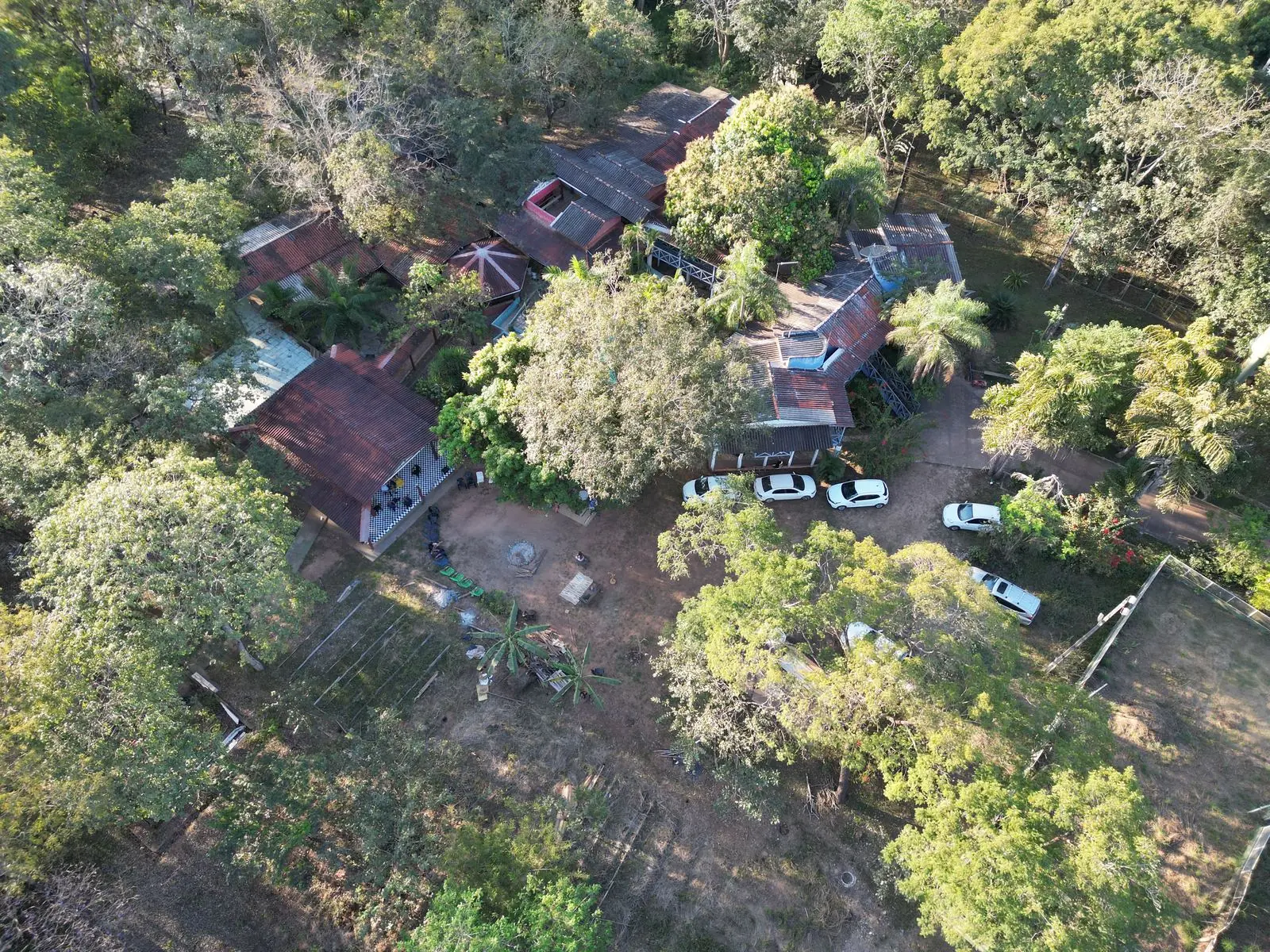 Vista aérea da área de convivência da Chácara Namastê